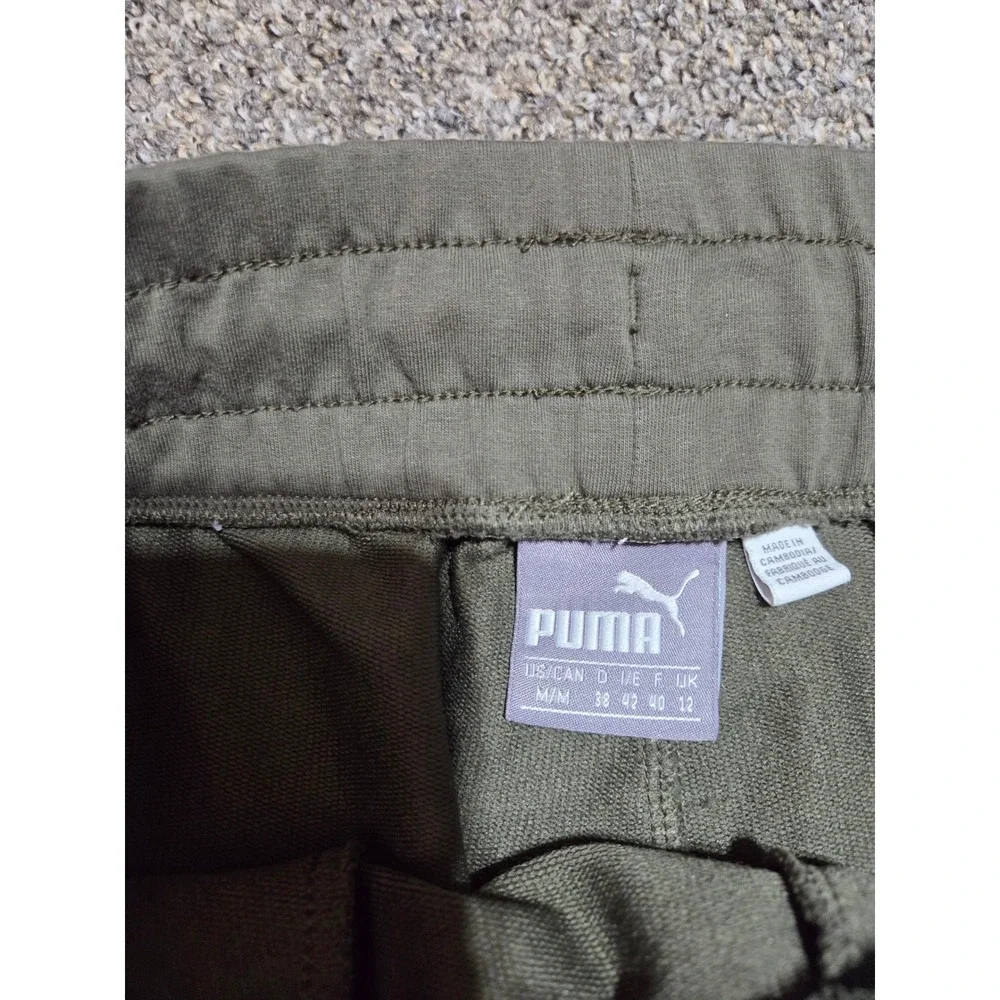 Puma Athletic Pants Mens M Olive‎ Green Branded Cuff Joggers Fitness Sporty